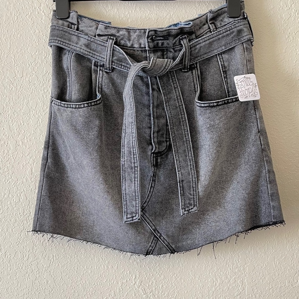 NWT! Free People Denim Dark Wash Paperbag Skirt!